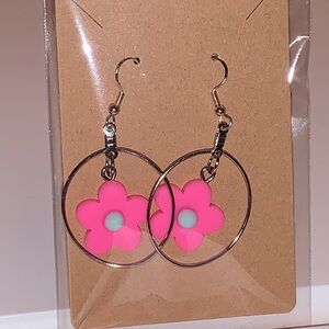 2/$15🌺925 hook-Pink summer flower earrings